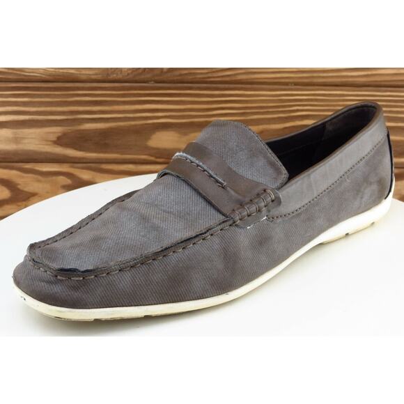 Clarks Shoes Sz 10.5 M Square‎ Toe Brown Driving Moccasins Synthetic Men 65937 - Picture 1 of 9